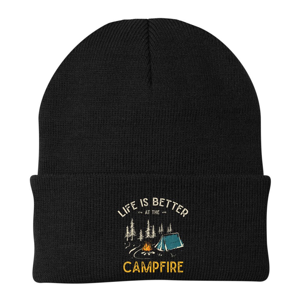 Life Is Better At The Campfire Funny Camper Camp Camping Beanie