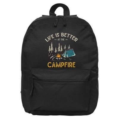 Life Is Better At The Campfire Funny Camper Camp Camping 16 in Basic Backpack