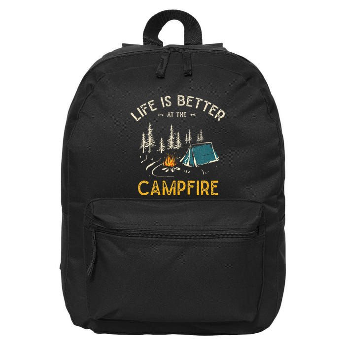 Life Is Better At The Campfire Funny Camper Camp Camping 16 in Basic Backpack