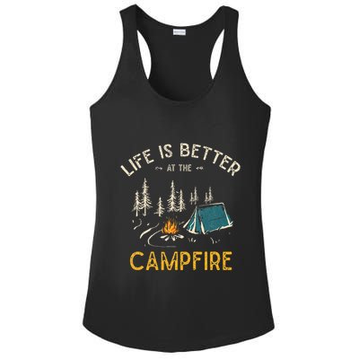 Life Is Better At The Campfire Funny Camper Camp Camping Ladies PosiCharge Competitor Racerback Tank