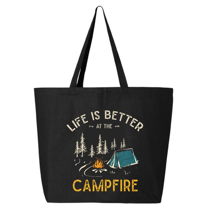 Life Is Better At The Campfire Funny Camper Camp Camping 25L Jumbo Tote