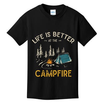 Life Is Better At The Campfire Funny Camper Camp Camping Kids T-Shirt