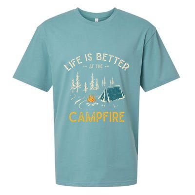 Life Is Better At The Campfire Funny Camper Camp Camping Sueded Cloud Jersey T-Shirt