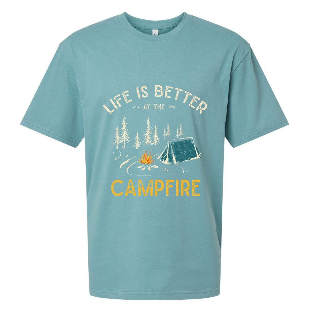 Life Is Better At The Campfire Funny Camper Camp Camping Sueded Cloud Jersey T-Shirt