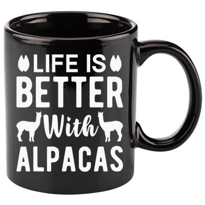 Life Is Better with Alpacas - Funny Alpaca Lover 11oz C Handle Ceramic Mug