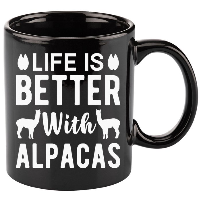 Life Is Better with Alpacas - Funny Alpaca Lover 11oz C Handle Ceramic Mug