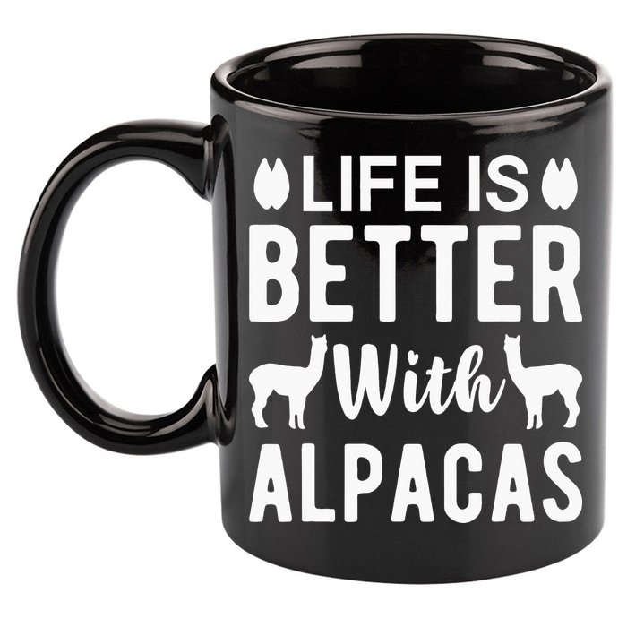 Life Is Better with Alpacas - Funny Alpaca Lover 11oz C Handle Ceramic Mug