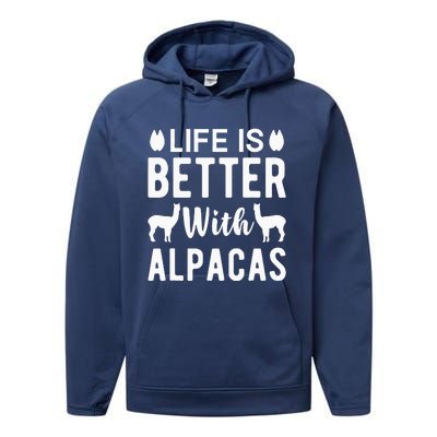 Life Is Better with Alpacas - Funny Alpaca Lover Performance Fleece Hoodie