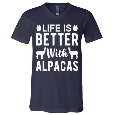 Life Is Better with Alpacas - Funny Alpaca Lover V-Neck T-Shirt