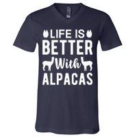 Life Is Better with Alpacas - Funny Alpaca Lover V-Neck T-Shirt