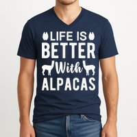 Life Is Better with Alpacas - Funny Alpaca Lover V-Neck T-Shirt