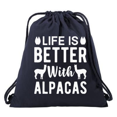 Life Is Better with Alpacas - Funny Alpaca Lover Drawstring Bag