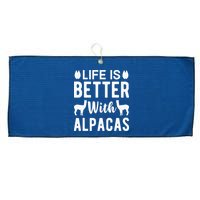 Life Is Better with Alpacas - Funny Alpaca Lover Large Microfiber Waffle Golf Towel