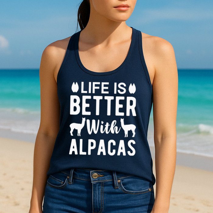 Life Is Better with Alpacas - Funny Alpaca Lover Womens Tank Top