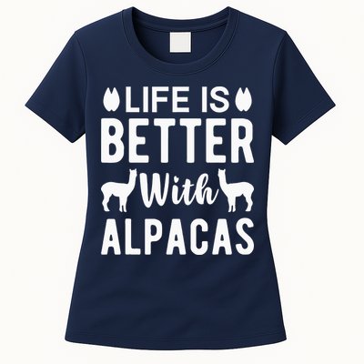 Life Is Better with Alpacas - Funny Alpaca Lover Womens T-Shirt