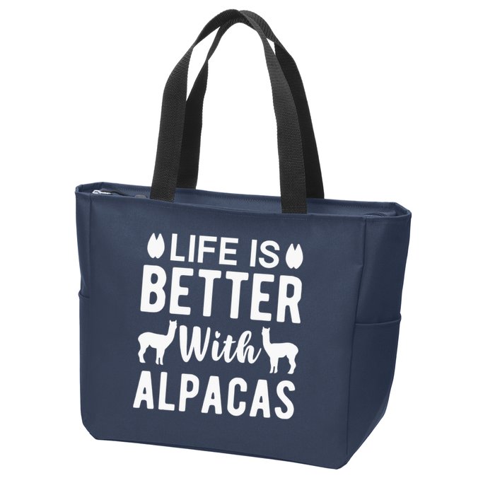 Life Is Better with Alpacas - Funny Alpaca Lover Zip Tote Bag