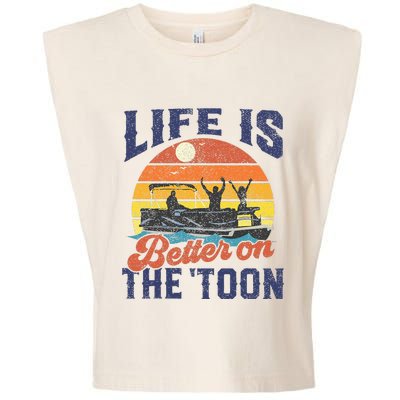 Life Is Better On The Toon Pontoon Boat Boating Garment-Dyed Women's Muscle Tee