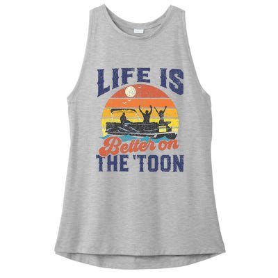 Life Is Better On The Toon Pontoon Boat Boating Ladies PosiCharge Tri-Blend Wicking Tank