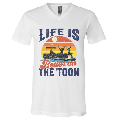 Life Is Better On The Toon Pontoon Boat Boating V-Neck T-Shirt