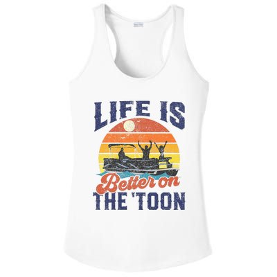 Life Is Better On The Toon Pontoon Boat Boating Ladies PosiCharge Competitor Racerback Tank