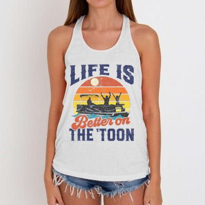 Life Is Better On The Toon Pontoon Boat Boating Women's Knotted Racerback Tank