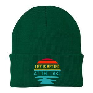 Life Is Better At The Lake Life Bum Lake Lover Pontoon Knit Cap Winter Beanie