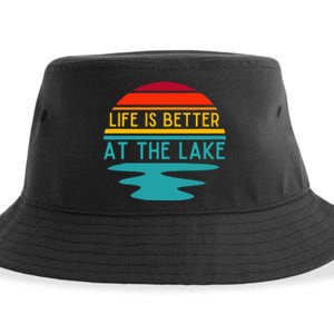 Life Is Better At The Lake Life Bum Lake Lover Pontoon Sustainable Bucket Hat