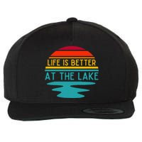 Life Is Better At The Lake Life Bum Lake Lover Pontoon Wool Snapback Cap