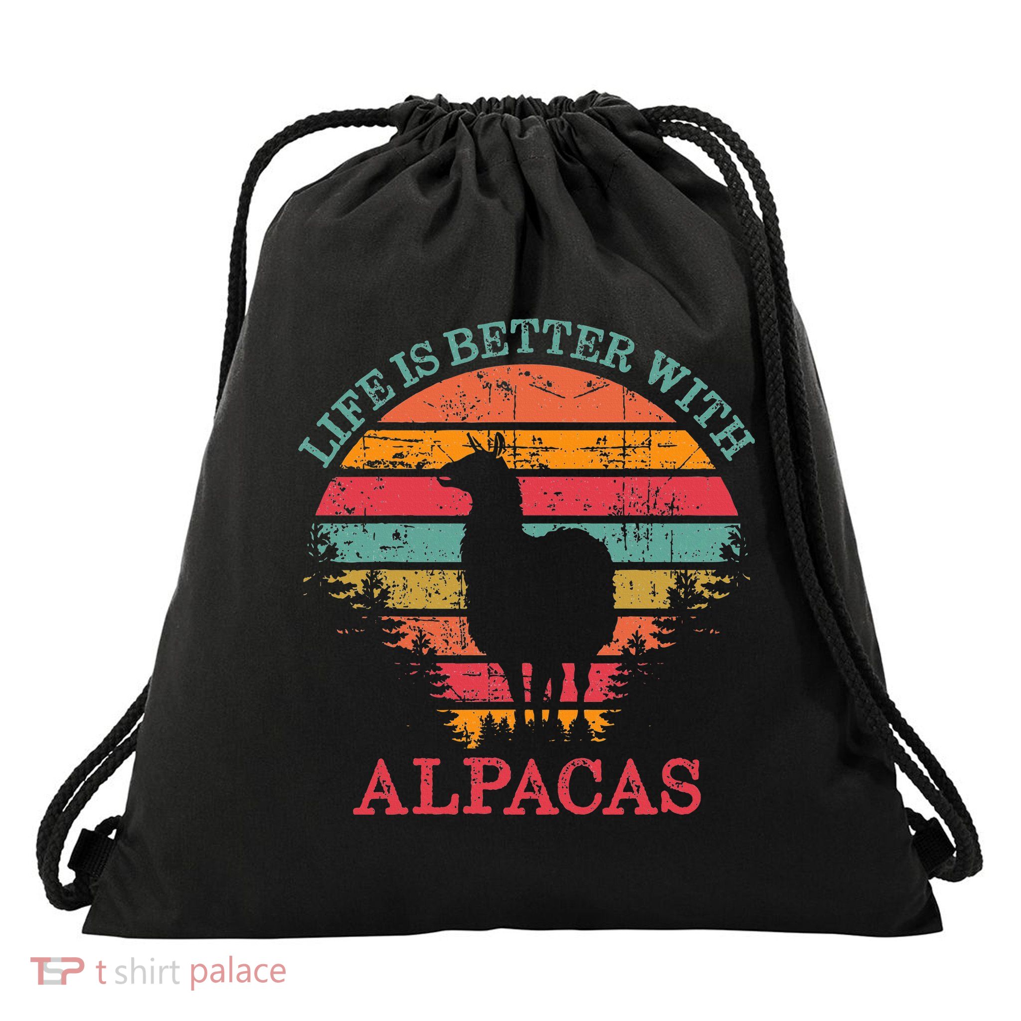 Life Is Better With Alpacas Gift For Alpaca Moms Drawstring Bag