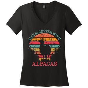 Life Is Better With Alpacas Gift For Alpaca Moms Women's V-Neck T-Shirt