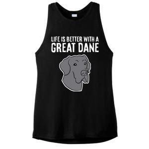 Life Is Better With A Great Dane Dog Ladies PosiCharge Tri-Blend Wicking Tank