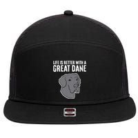 Life Is Better With A Great Dane Dog 7 Panel Mesh Trucker Snapback Hat