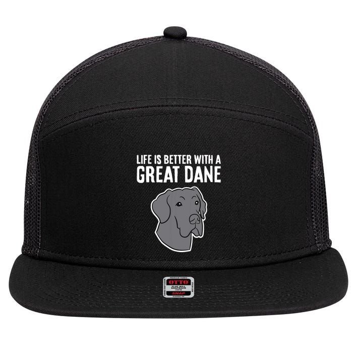 Life Is Better With A Great Dane Dog 7 Panel Mesh Trucker Snapback Hat