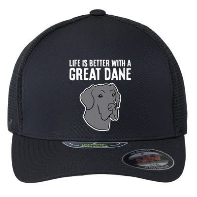 Life Is Better With A Great Dane Dog Flexfit Unipanel Trucker Cap