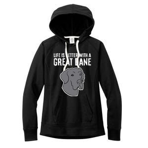 Life Is Better With A Great Dane Dog Women's Fleece Hoodie