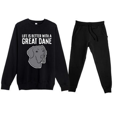 Life Is Better With A Great Dane Dog Premium Crewneck Sweatsuit Set