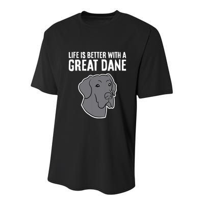 Life Is Better With A Great Dane Dog Youth Performance Sprint T-Shirt