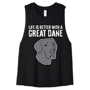 Life Is Better With A Great Dane Dog Women's Racerback Cropped Tank