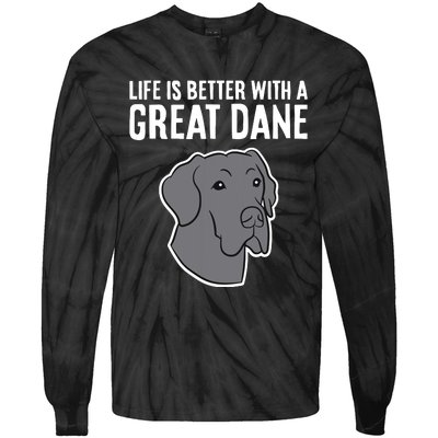 Life Is Better With A Great Dane Dog Tie-Dye Long Sleeve Shirt