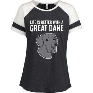 Life Is Better With A Great Dane Dog Enza Ladies Jersey Colorblock Tee