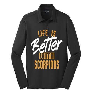 Life Is Better With Scorpions Gift Silk Touch Performance Long Sleeve Polo