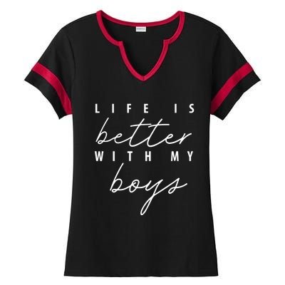 Life Is Better With My Funny Mom Gift Ladies Halftime Notch Neck Tee