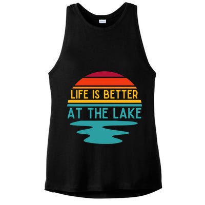 Life Is Better At The Lake Life Bum Lake Lover Pontoon Gift Ladies PosiCharge Tri-Blend Wicking Tank