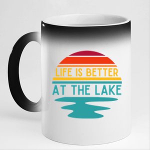 Life Is Better At The Lake Life Bum Lake Lover Pontoon Gift 11oz Black Color Changing Mug