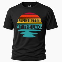 Life Is Better At The Lake Life Bum Lake Lover Pontoon Gift Cooling Performance Crew T-Shirt