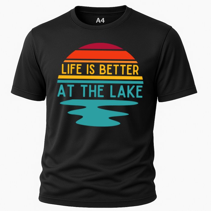 Life Is Better At The Lake Life Bum Lake Lover Pontoon Gift Cooling Performance Crew T-Shirt