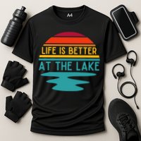 Life Is Better At The Lake Life Bum Lake Lover Pontoon Gift Cooling Performance Crew T-Shirt