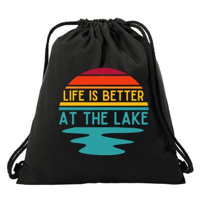 Life Is Better At The Lake Life Bum Lake Lover Pontoon Gift Drawstring Bag