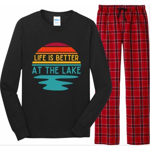 Life Is Better At The Lake Life Bum Lake Lover Pontoon Gift Long Sleeve Pajama Set