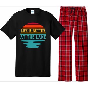 Life Is Better At The Lake Life Bum Lake Lover Pontoon Gift Pajama Set